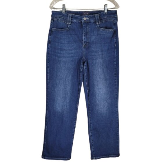 NYDJ Denim - NYDJ Relaxed Straight Ankle Jeans Size 10 Medium Wash Lift Tuck Stretch Denim